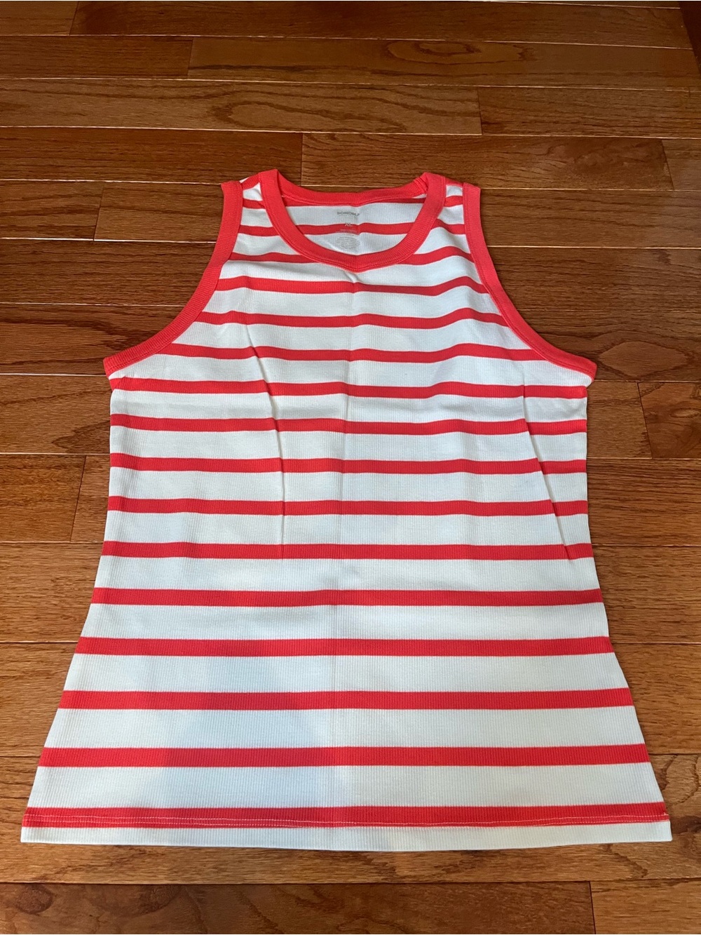 Sonoma Striped Tank Top in White and Coral
